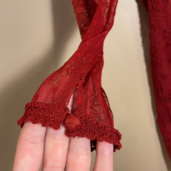 FREE PEOPLE LACE LONG SLEEVE COCKTAIL DRESS US:S - Picture 6 of 7